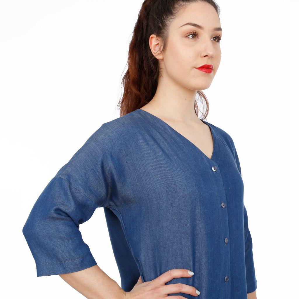 Papierschnittmuster Blusenkleid Frau Edda XS-XXL